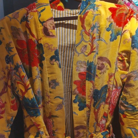 Velvet Robe - Gold Floral
