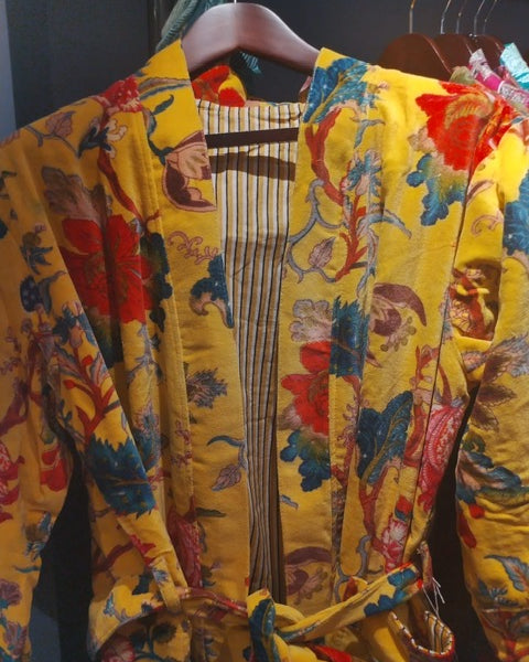 Velvet Robe - Gold Floral