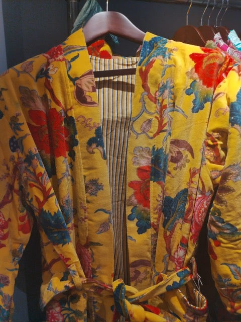 Velvet Robe - Gold Floral