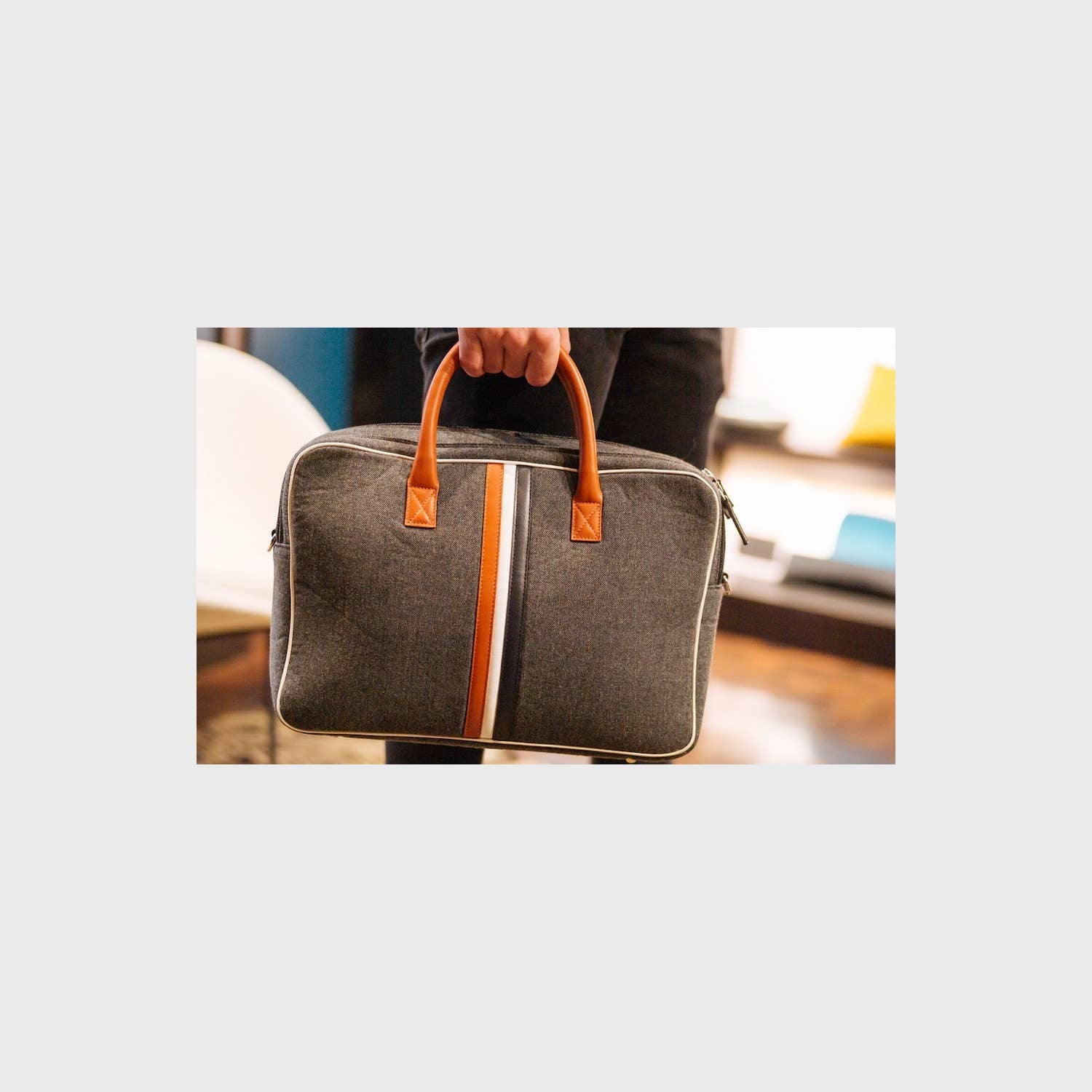 Enzo Large Grey Computer Bag