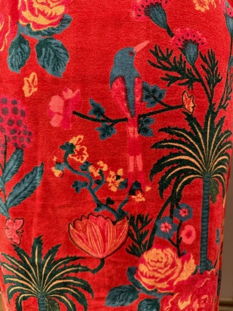 Deep Red Velvet Kimono