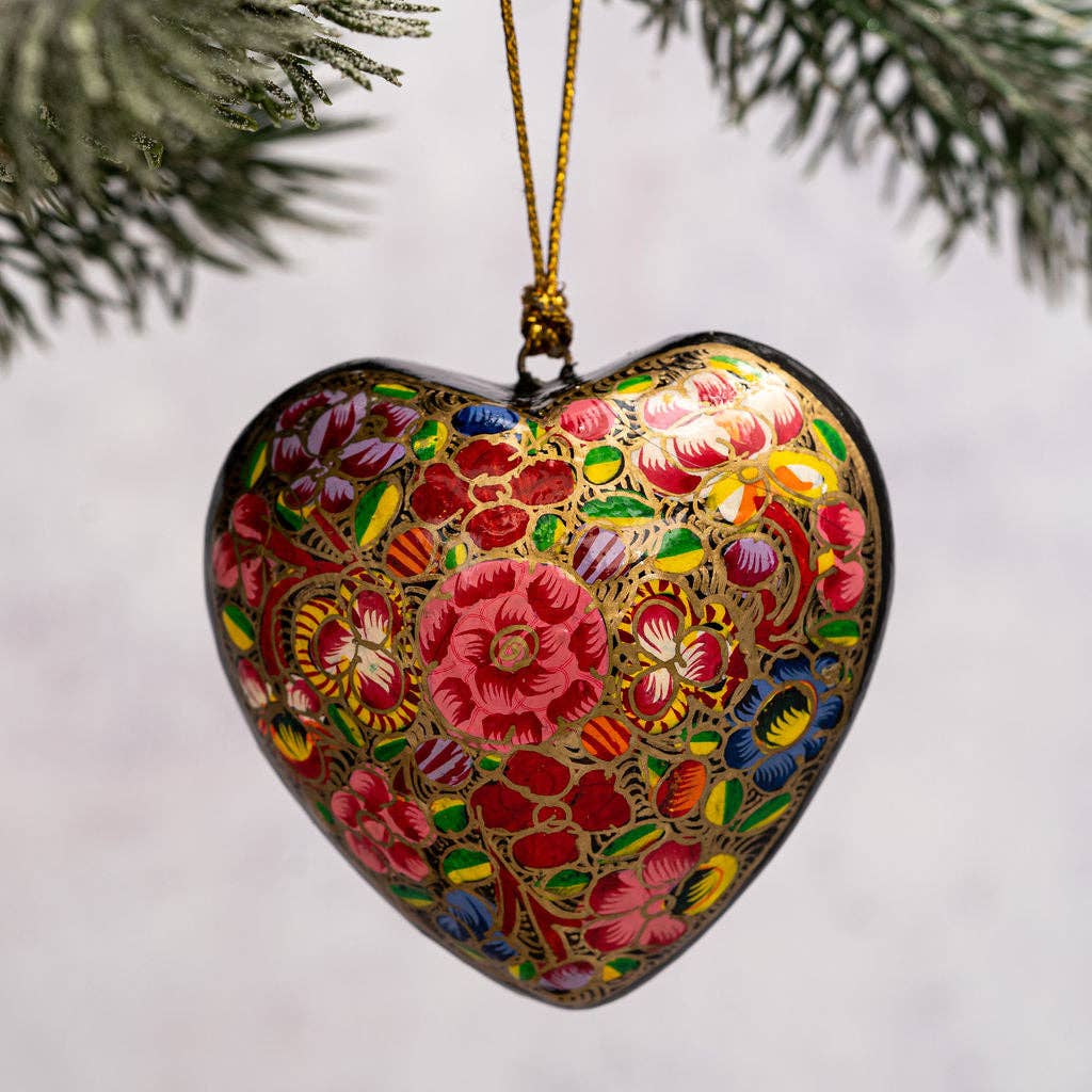 Russian Floral Hanging Heart Ornament
