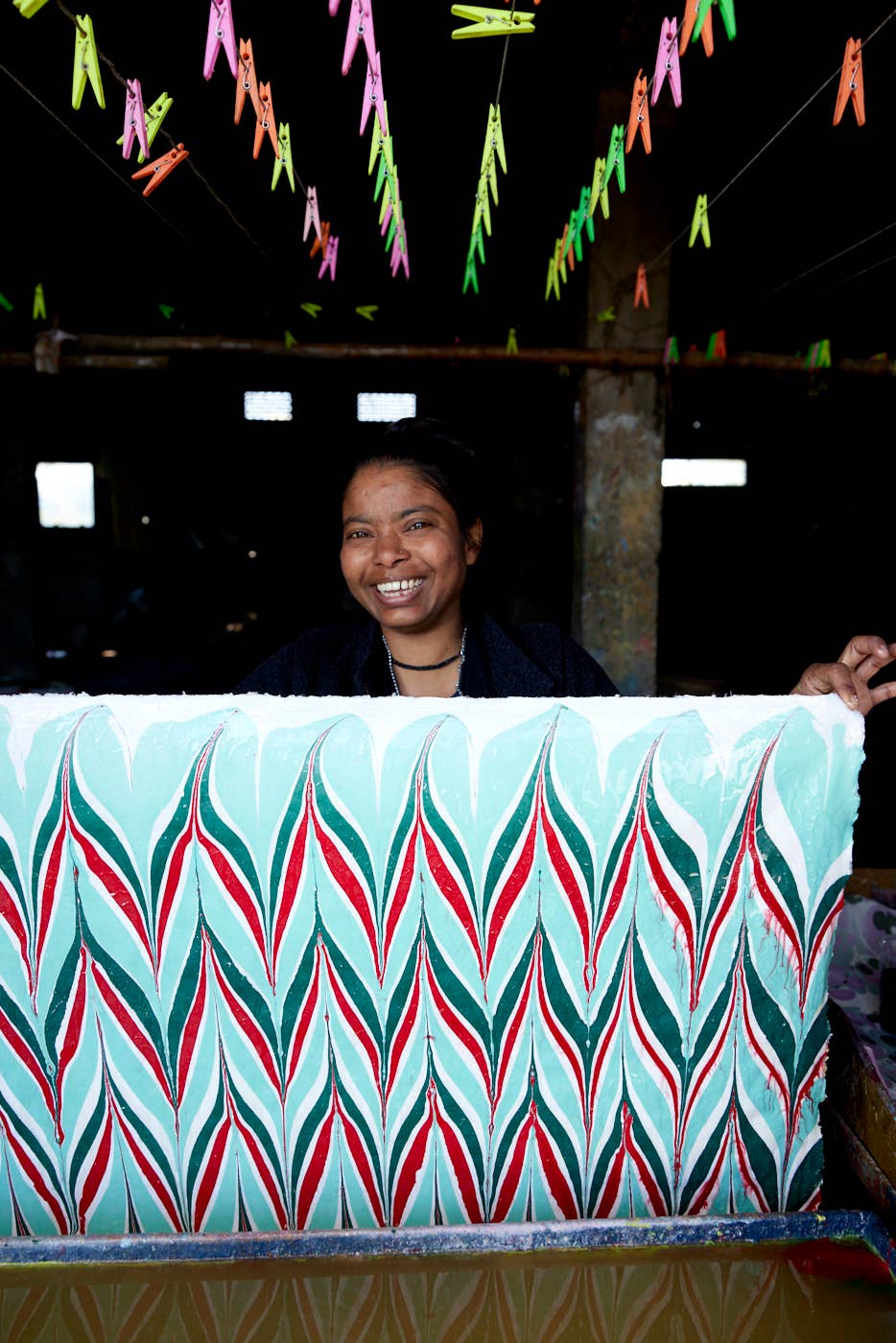 Hand Marbled Christmas Wrapping Paper - CandyStripes Festive