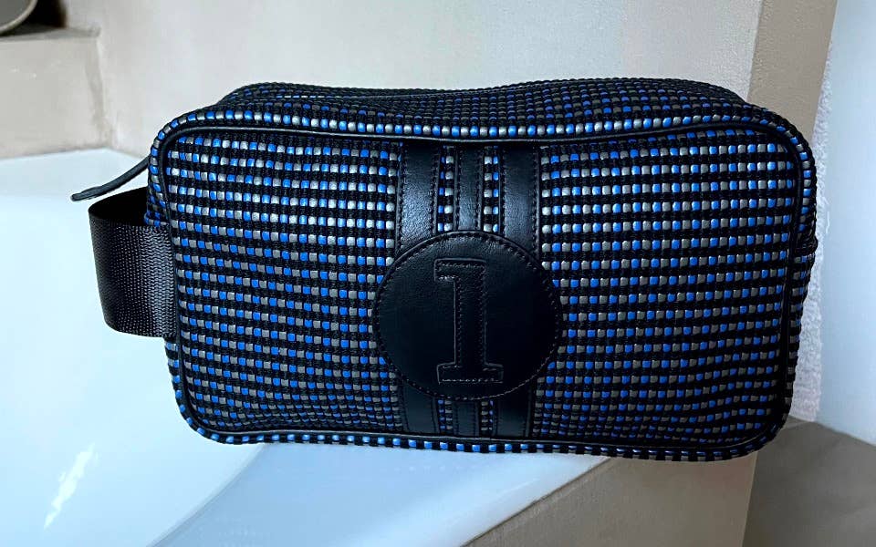 Black, Grey &  Blue Canvas Wash Bag f