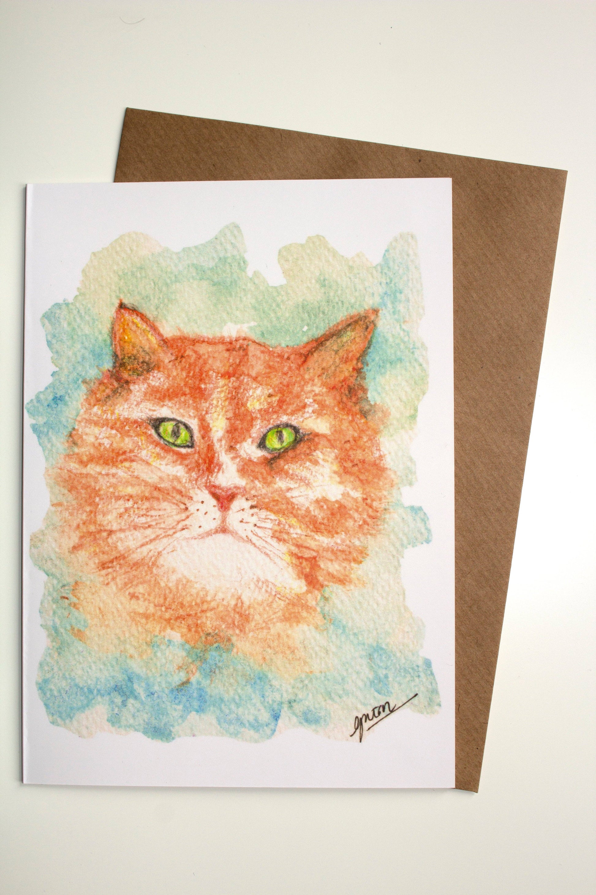 Watercolour Cat Card by Guan