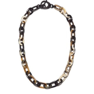 Branch - Mid Length Black & Natural Horn Necklace