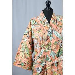 Kantha Kimono - Tropical Peach Orange