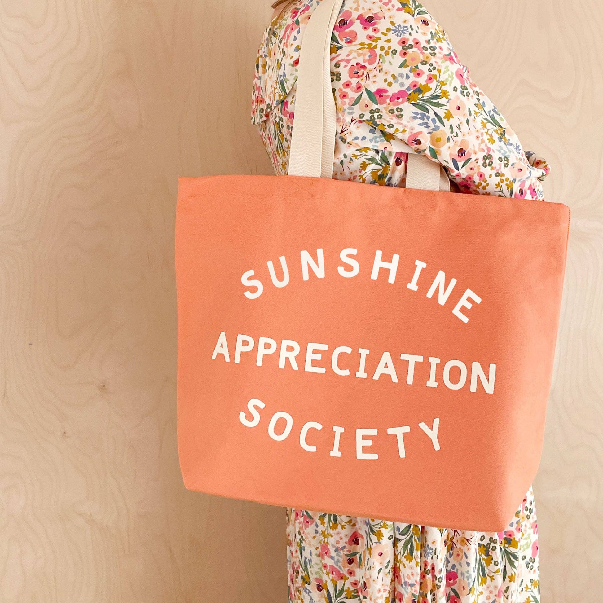 Sunshine Appreciation Society - Peach Canvas Tote Bag
