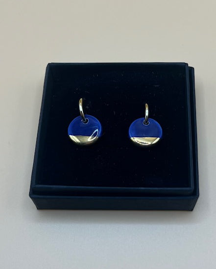 White Rain - Navy blue circle charm with gold