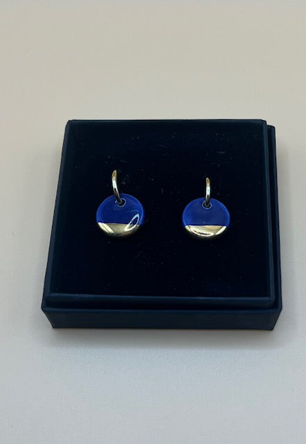 White Rain - Navy blue circle charm with gold