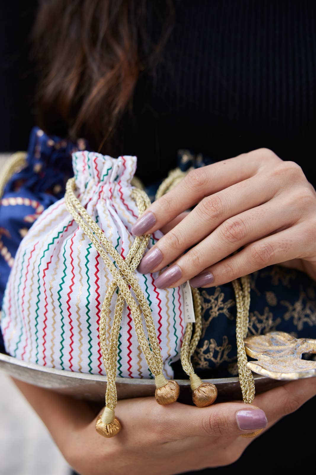 Small Reusable Fabric Gift Bags Double Drawstring