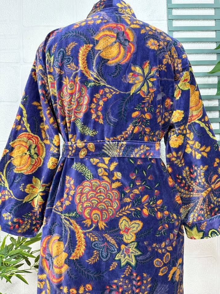 Midnight Blue Luxury Velvet Robe