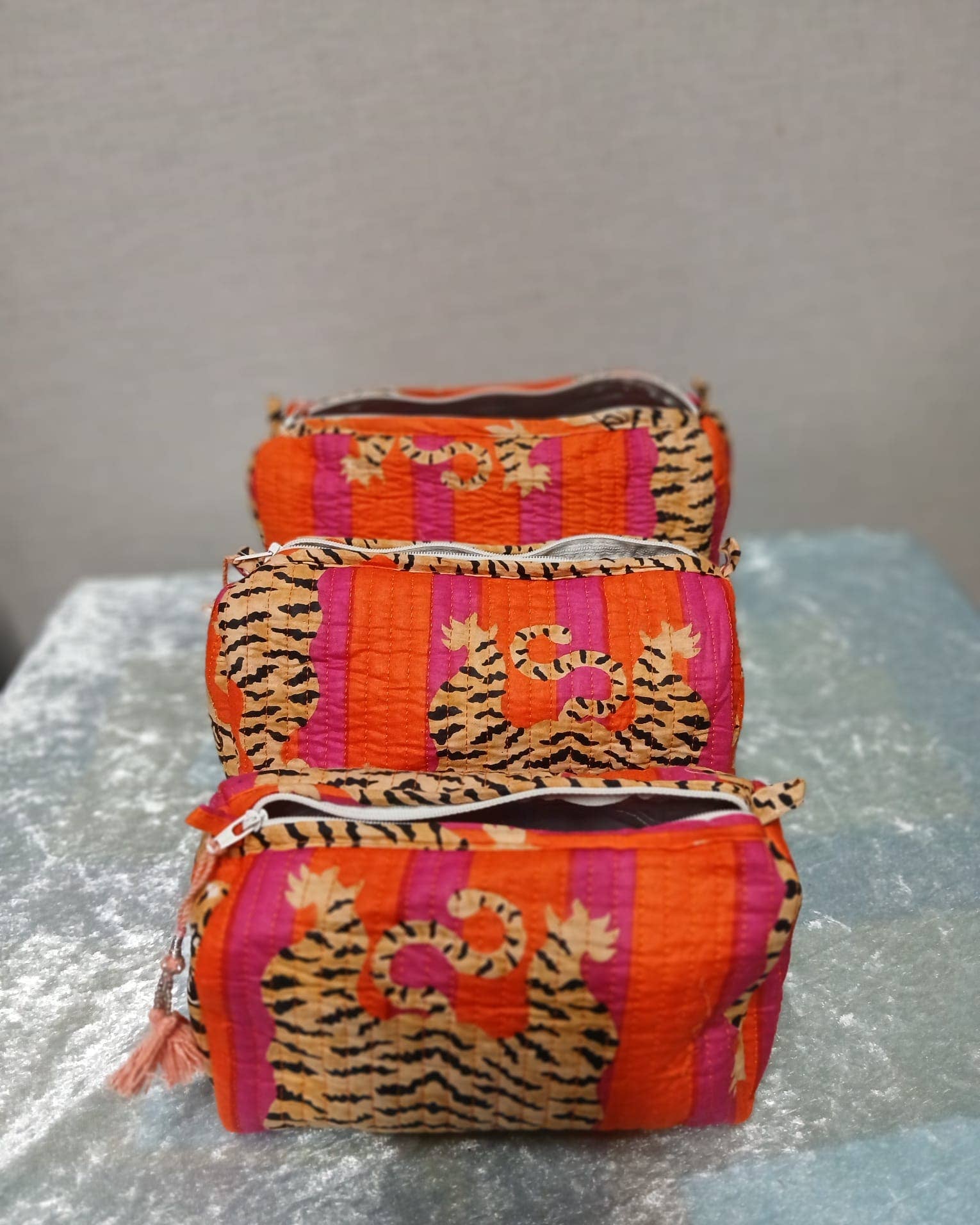 3-in-1 Quilted Washable Bag – Orange & Pink Tiger