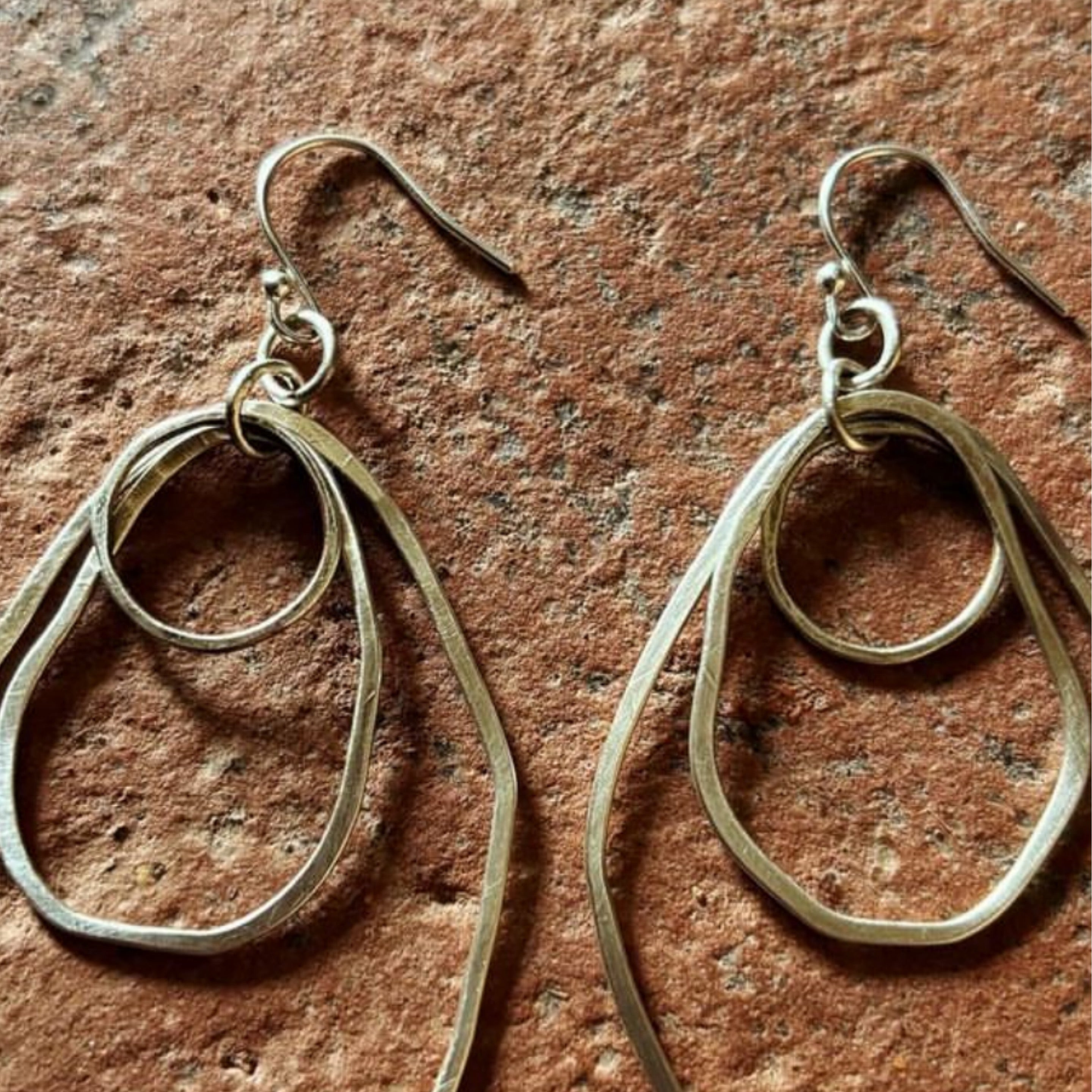 Irregular Triple Hoop Silver Earrings