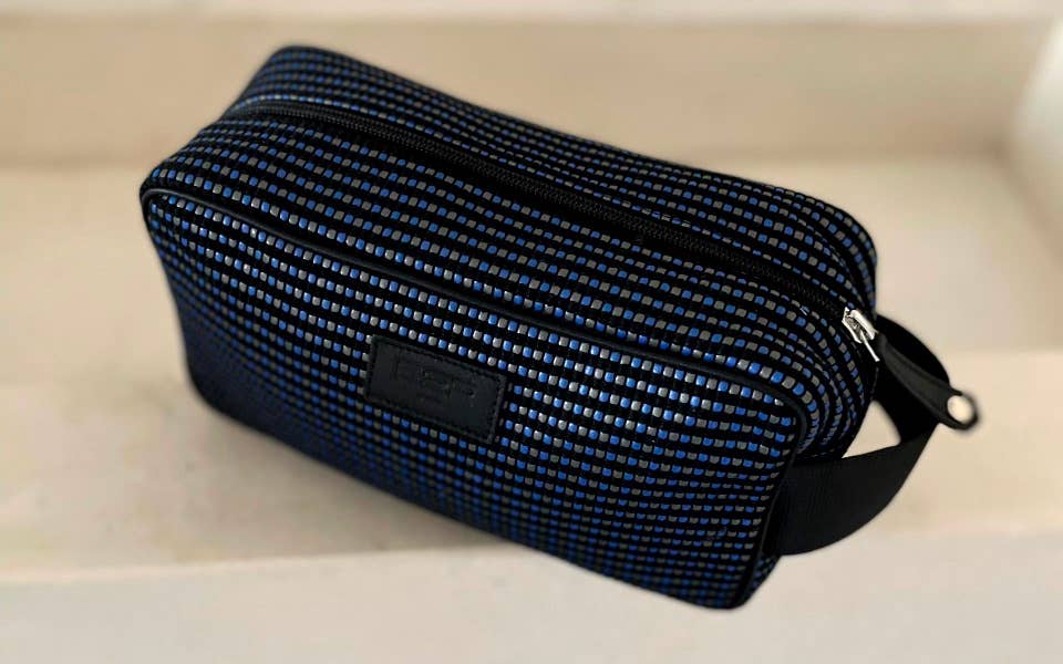 Black, Grey &  Blue Canvas Wash Bag f