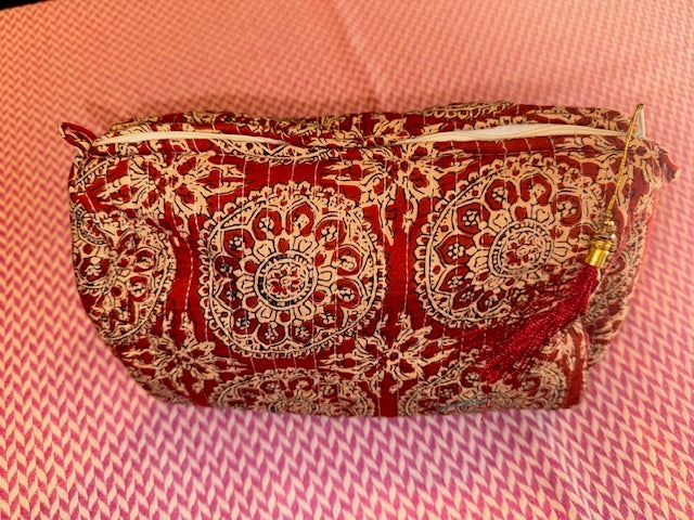 Brown & cream set of three wash bags