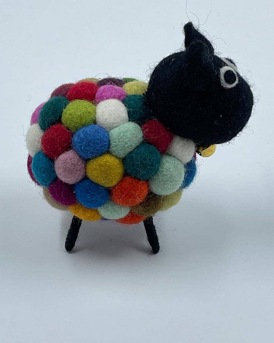 Handmade Felt Rainbow Pompom Sheep