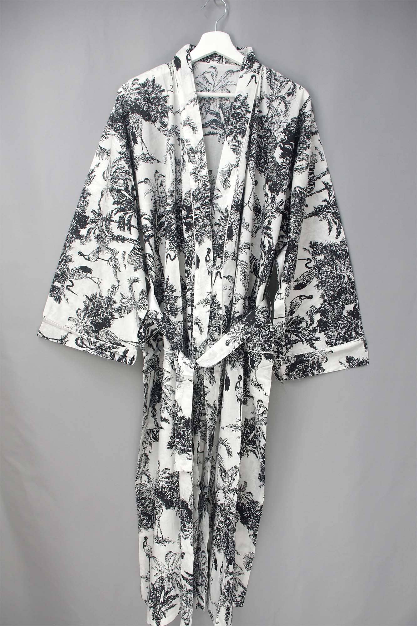 Black & White Jungle Print Cotton Kimono