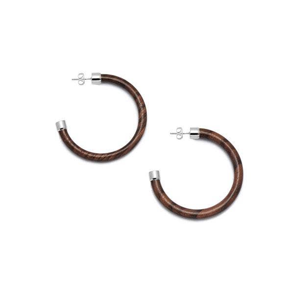 Slim Rosewood hoop earring - Silver