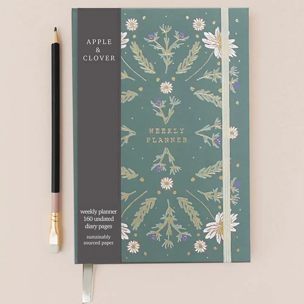 Hard Cover - Green Floral Weekly Planner