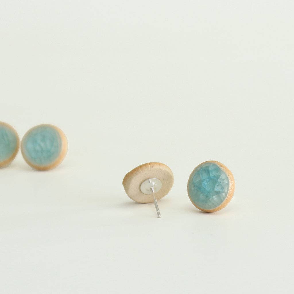 Recycled Gin Bottle Aqua Stud Earrings