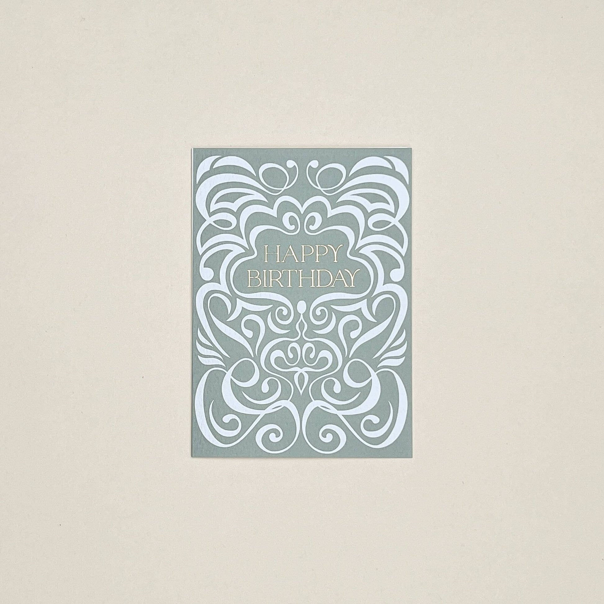 Sage Green Two-Tone Swirl Happy BIrthday Card