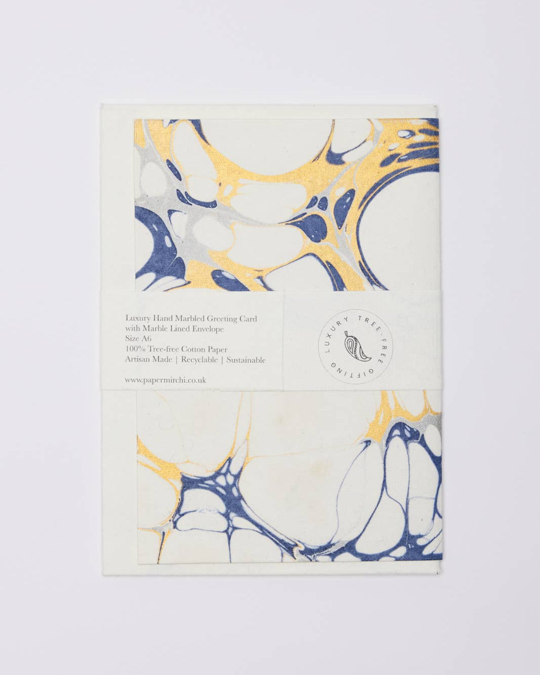 Hand Marbled Greeting Card - Bubbles Blue