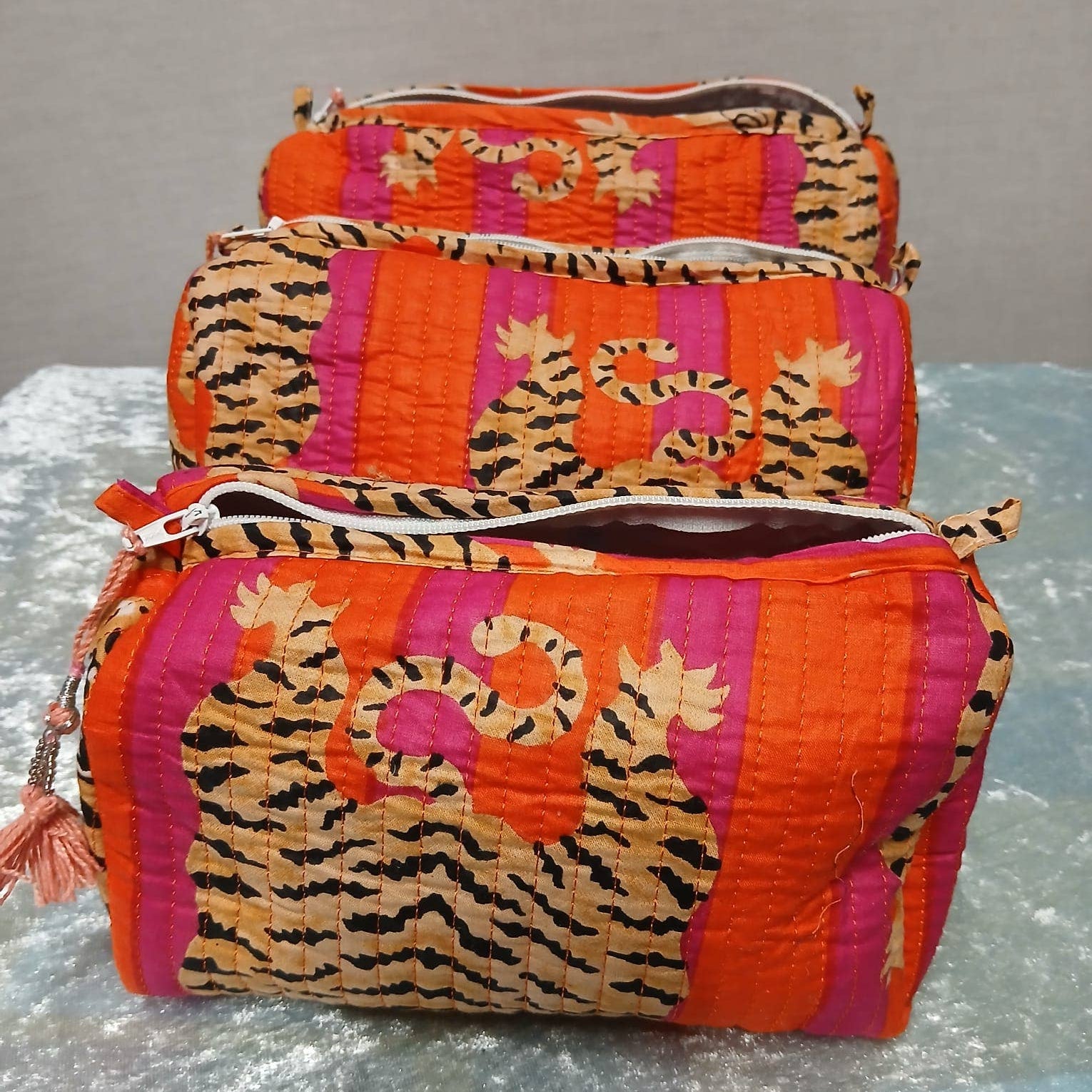 3-in-1 Quilted Washable Bag – Orange & Pink Tiger