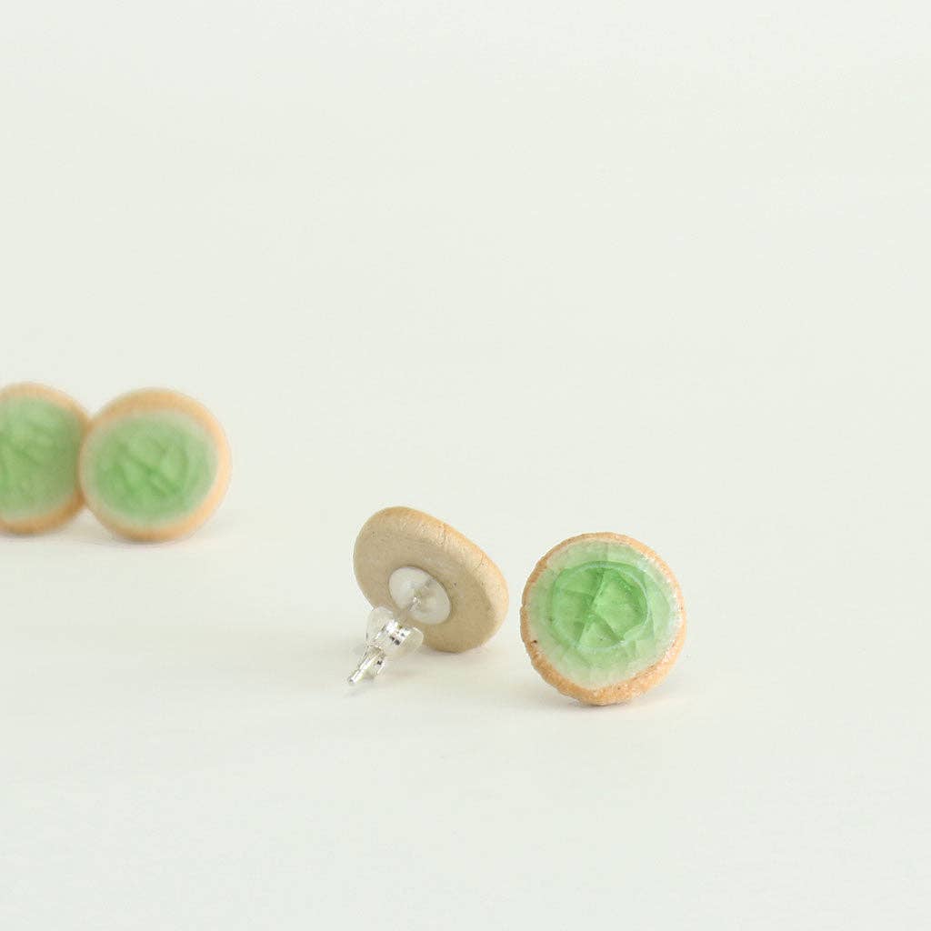 Recycled Beer Bottle Emerald Stud Earrings