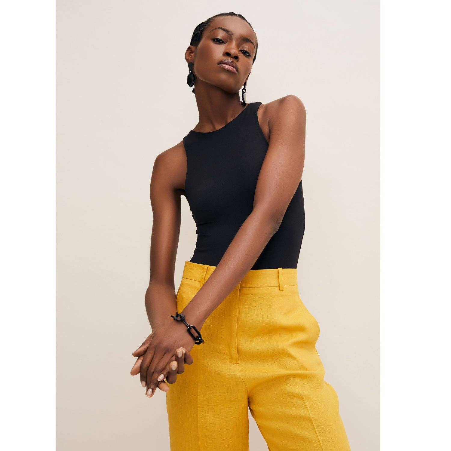 Rectangle link Buffalo horn bracelet - Black