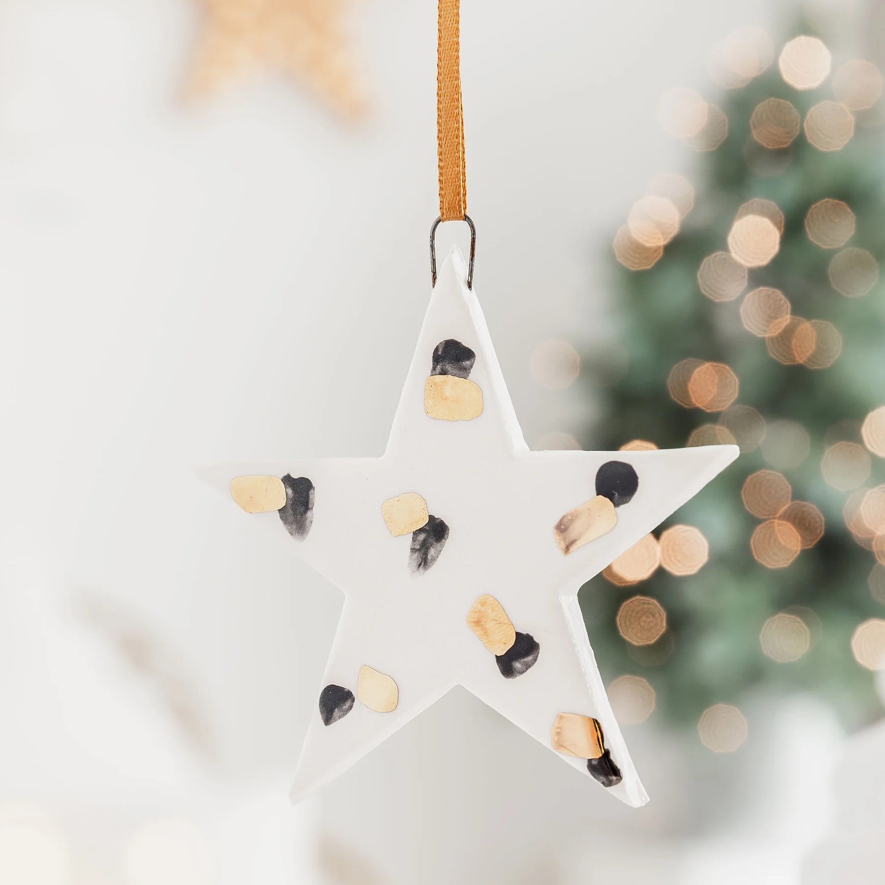 Ceramic Star With Gold & Black Spots