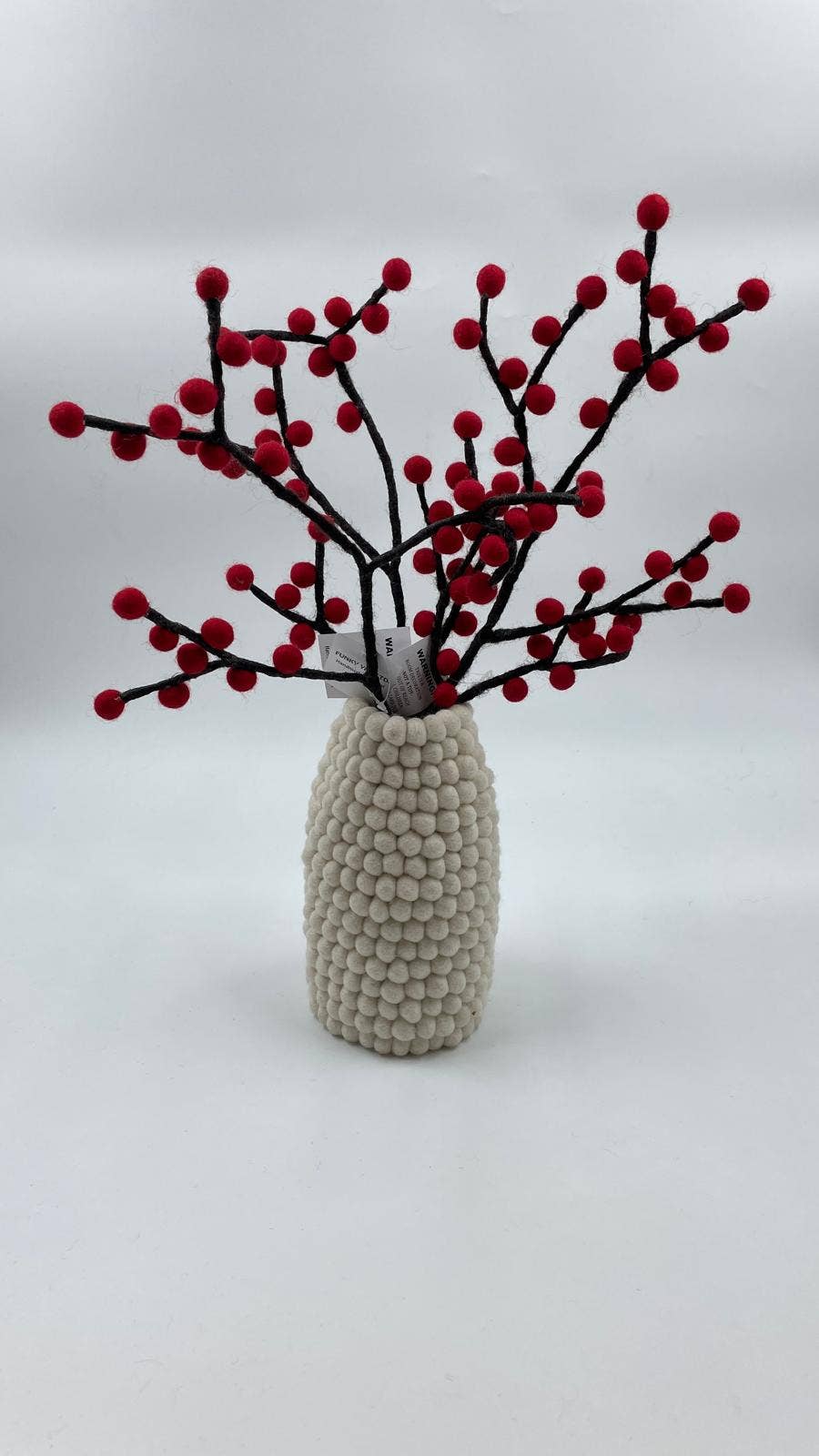 Red Pom Pom   Handmade  Felted Flowers