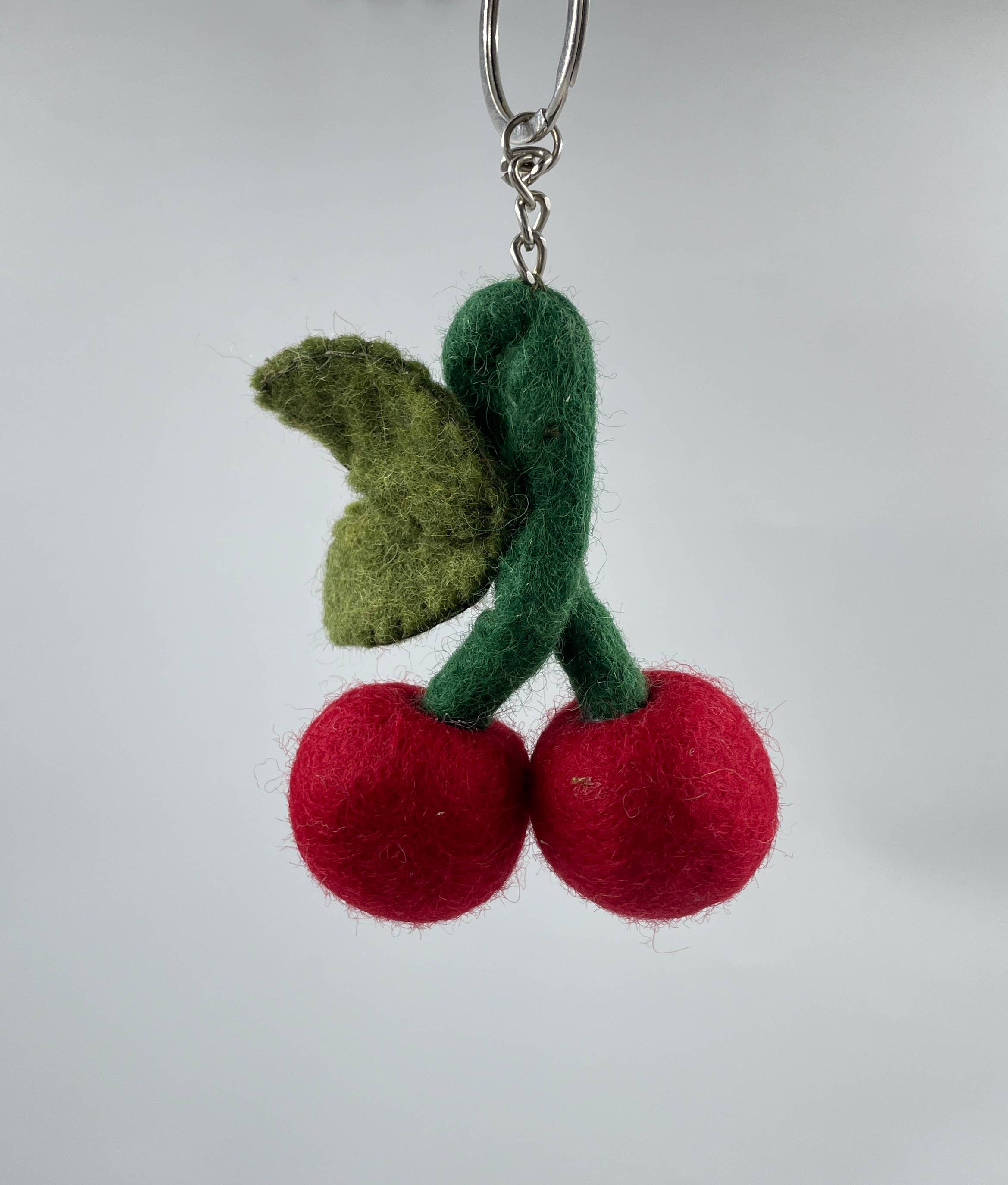 Cherry Keyring - Felt, Handmade