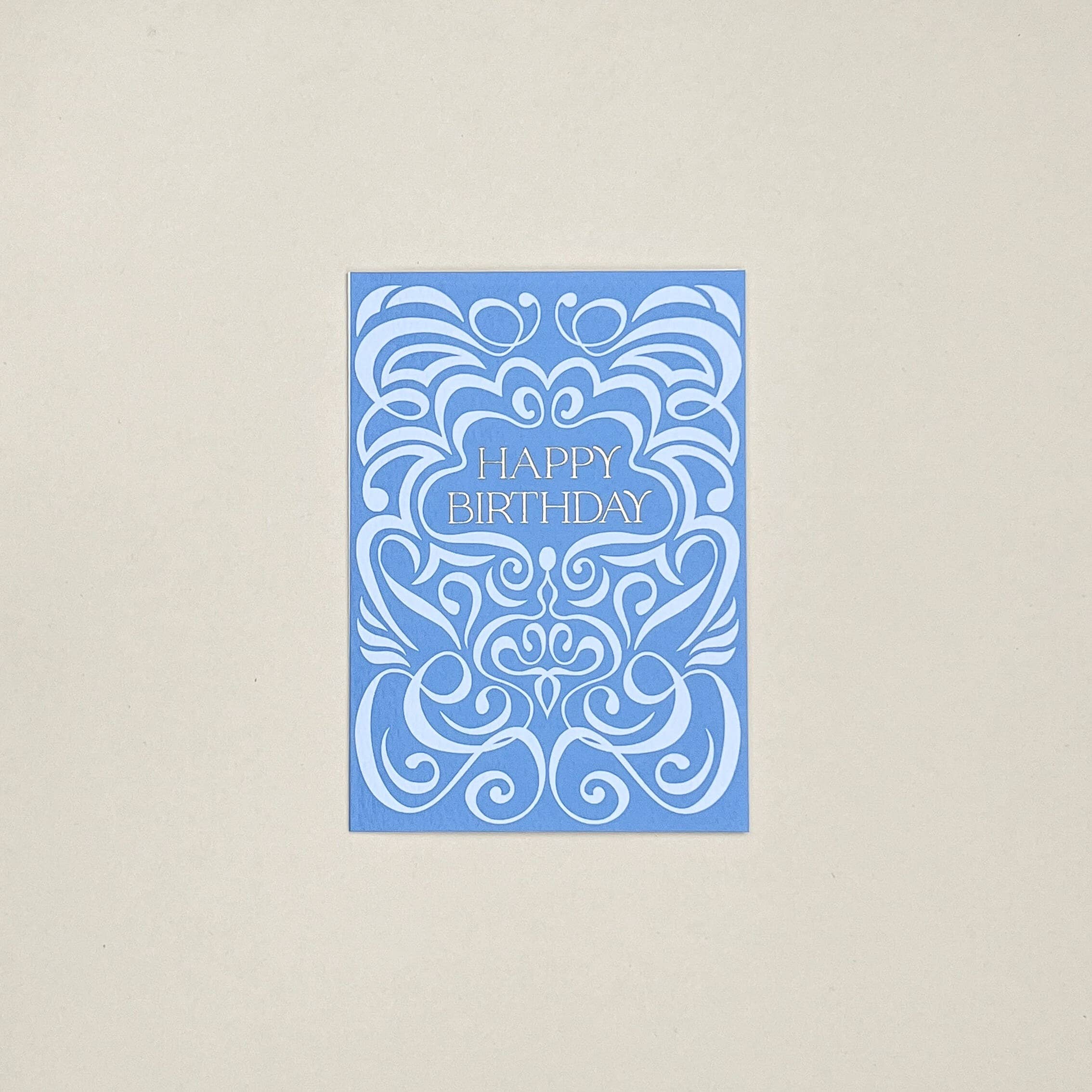 Blue Two-Tone Swirl Happy BIrthday Card