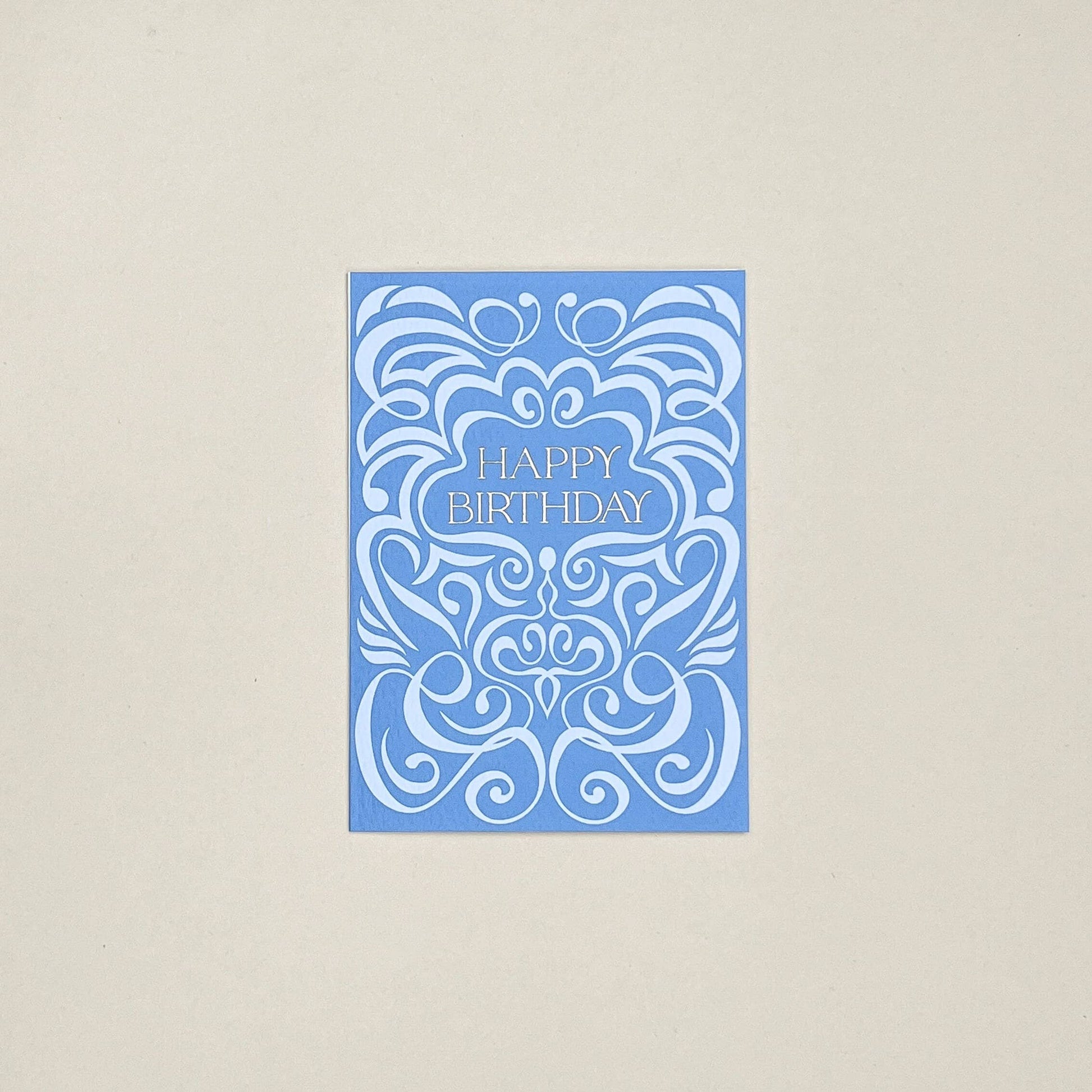 Blue Two-Tone Swirl Happy BIrthday Card