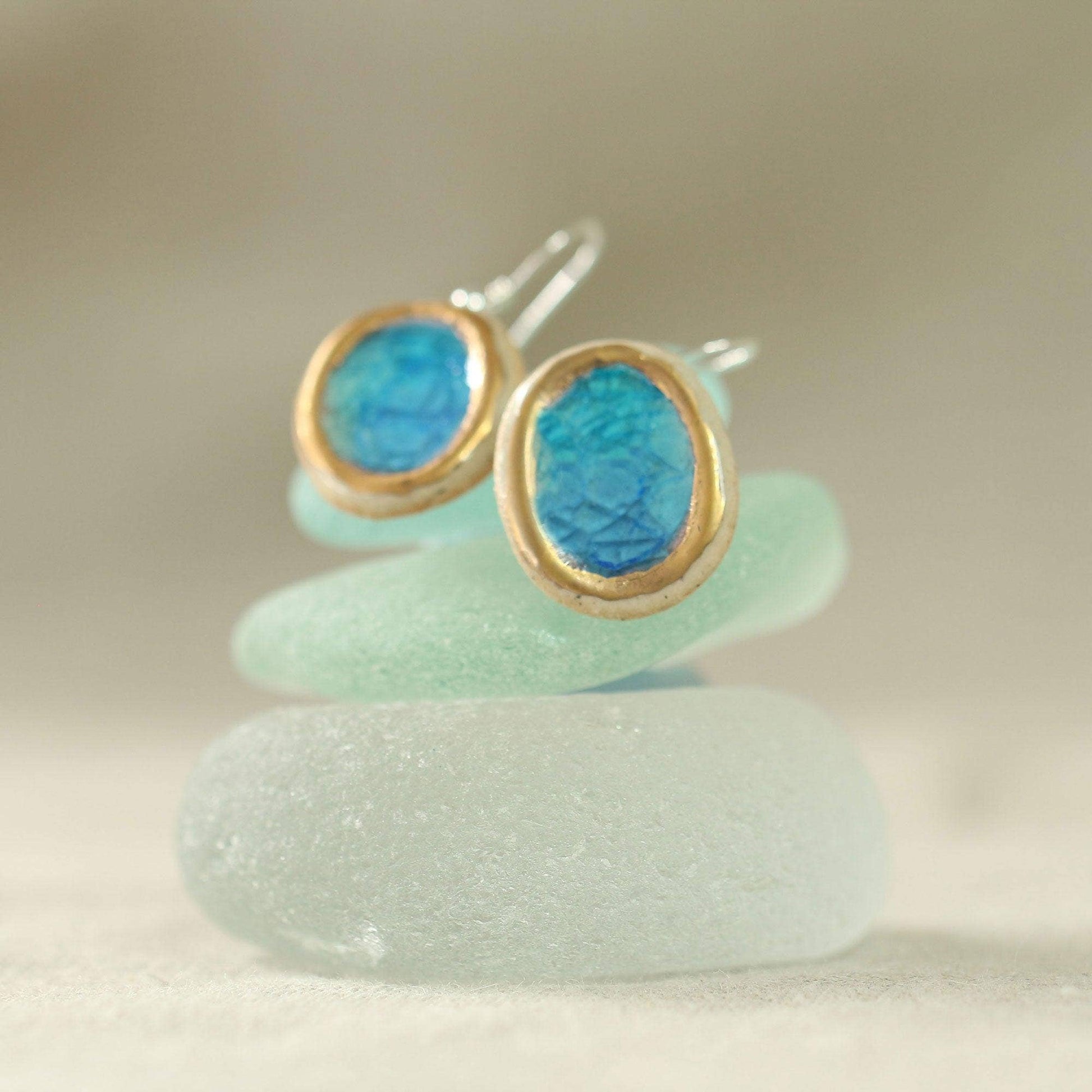 Turquoise Blue Lagoon Oval Sterling Silver Drop Earrings