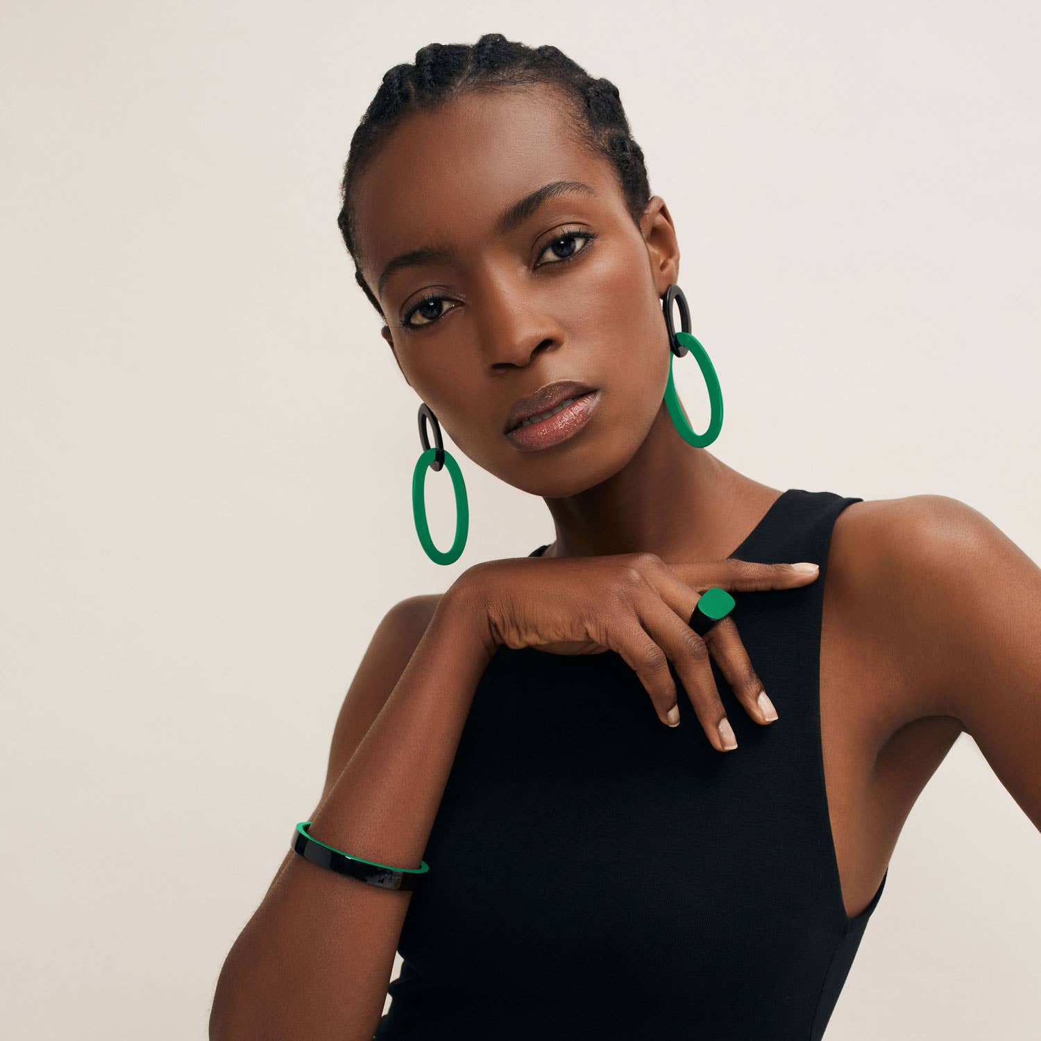 Slim green and black Natural Bangle