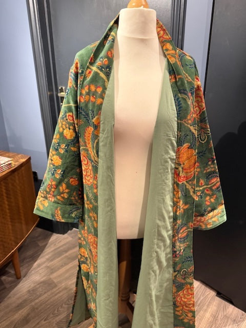Green Velvet Kimono