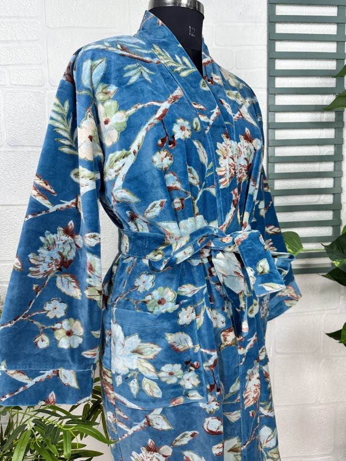 Blue Luxury Velvet Robe