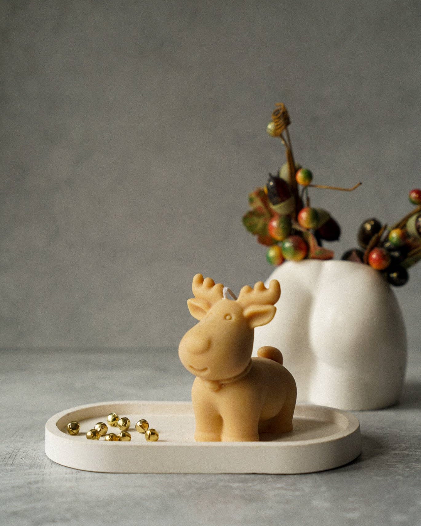 White Reindeer Candle - Handmade Christmas Soy Wax