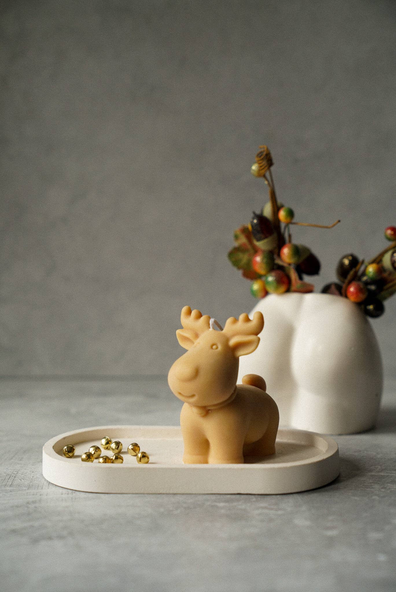 White Reindeer Candle - Handmade Christmas Soy Wax