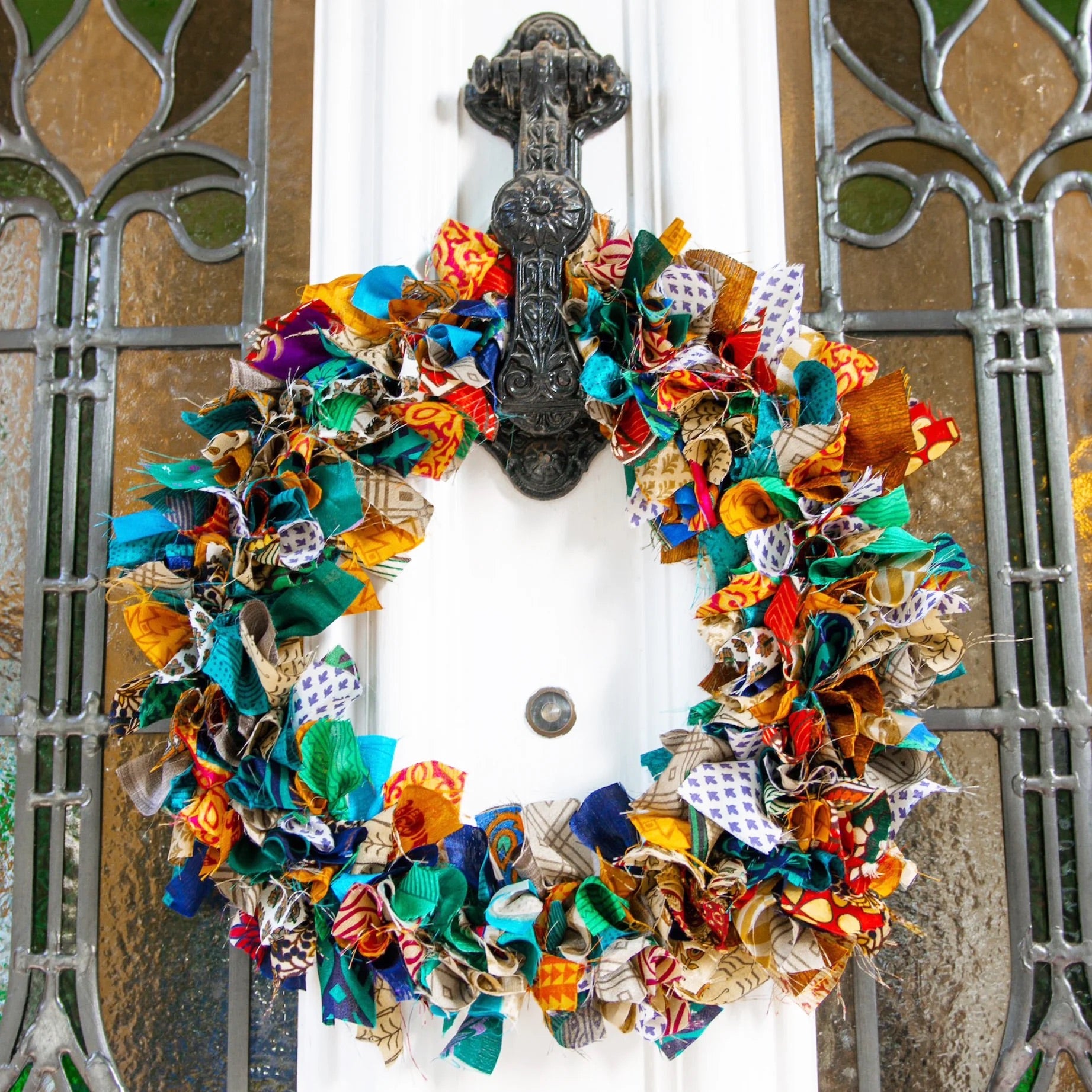 Handmade Upcycled Sari Rag Wreath (11)