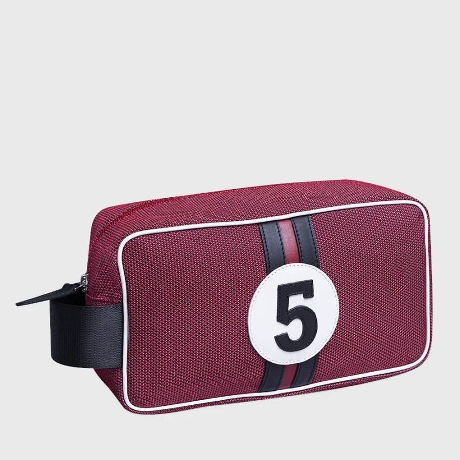 Bobby black red black number 5 fabric toiletry bag