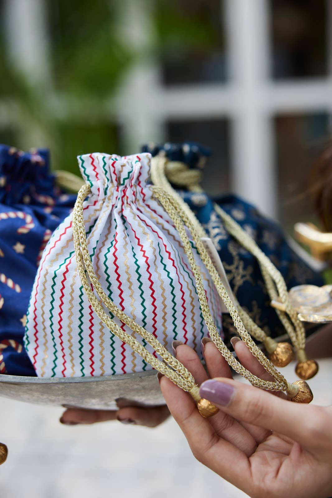 Medium Reusable Fabric Gift Bags Double Drawstring