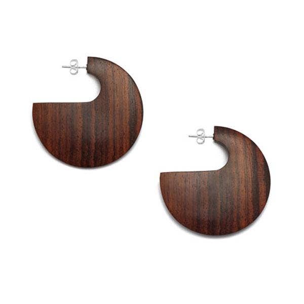 Rosewood flat hoop earring
