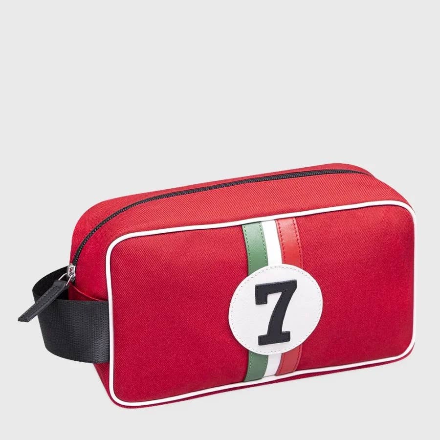 No 7 Red Patterned toiletry bag
