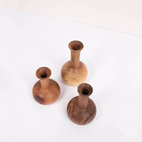 Walnut Wood Mini Vase, Joni: Large