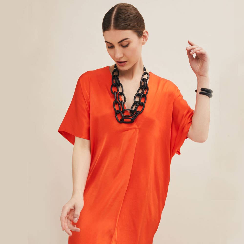 Double oval link necklace - Rosewood