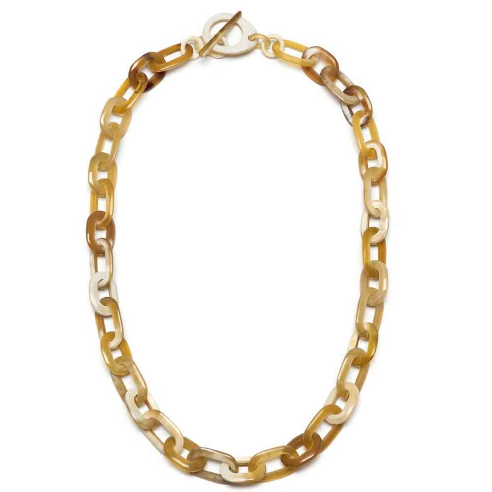 Branch - White horn oval link medium necklace