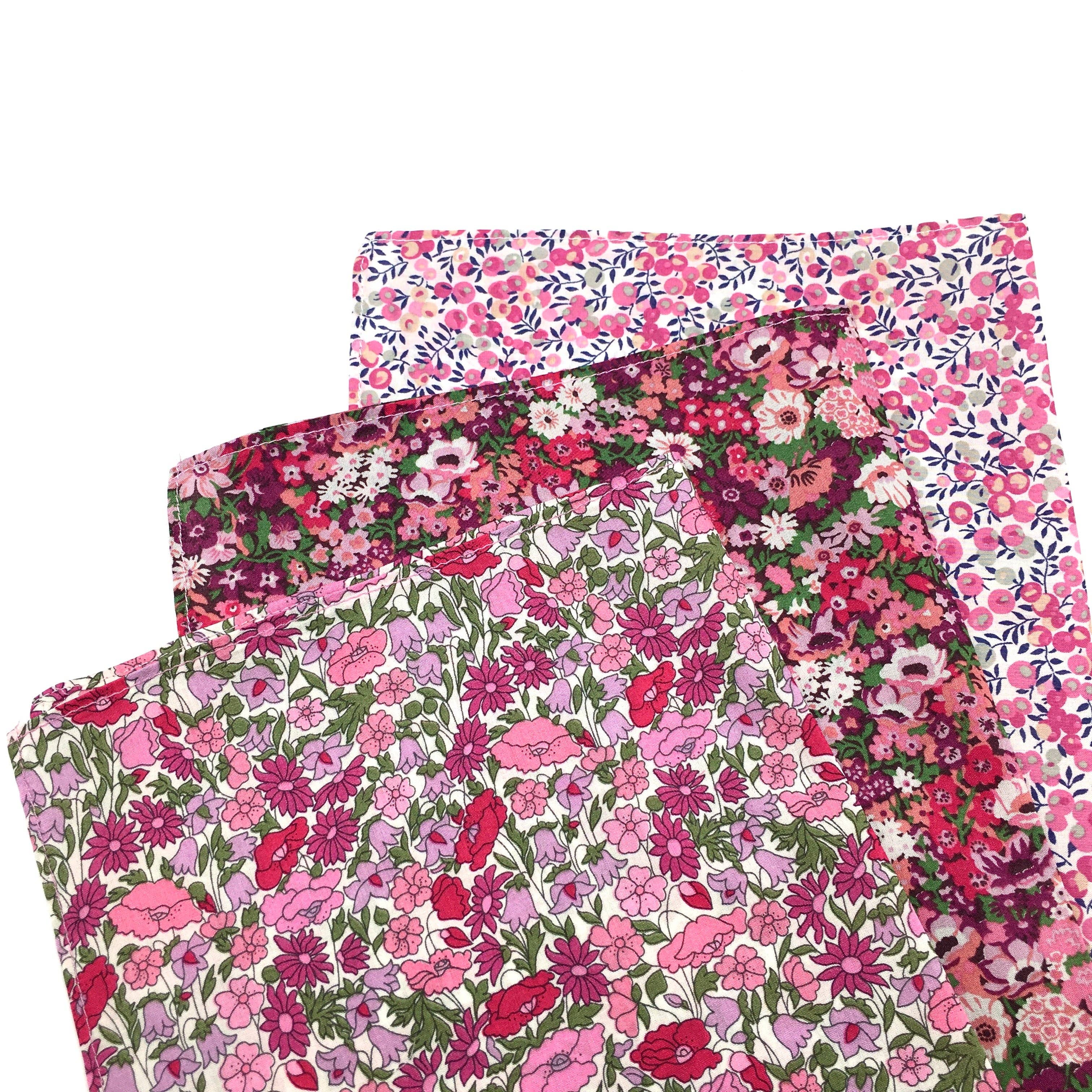 3 Hankies made with Liberty Fabric - Tickled Pink